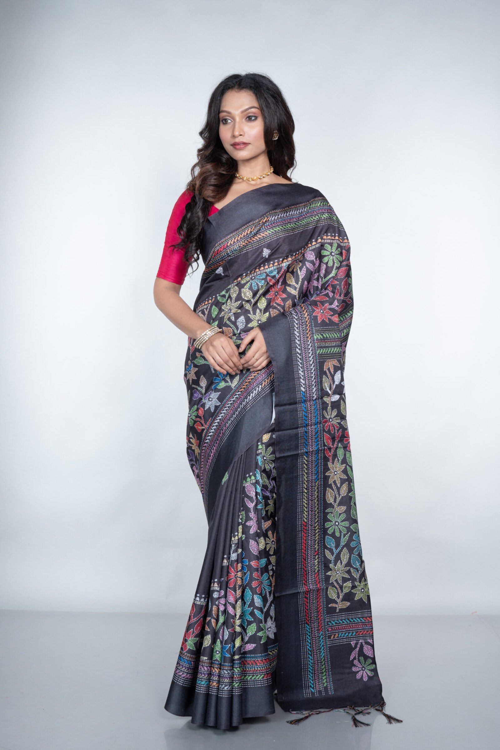 Kantha 'Smoke n Silk' Manipuri Patta - Image 2