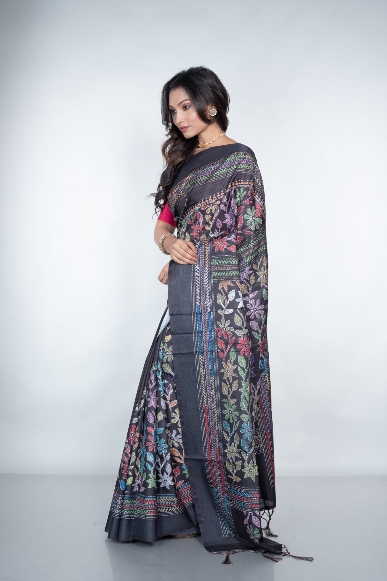 Kantha 'Smoke n Silk' Manipuri Patta