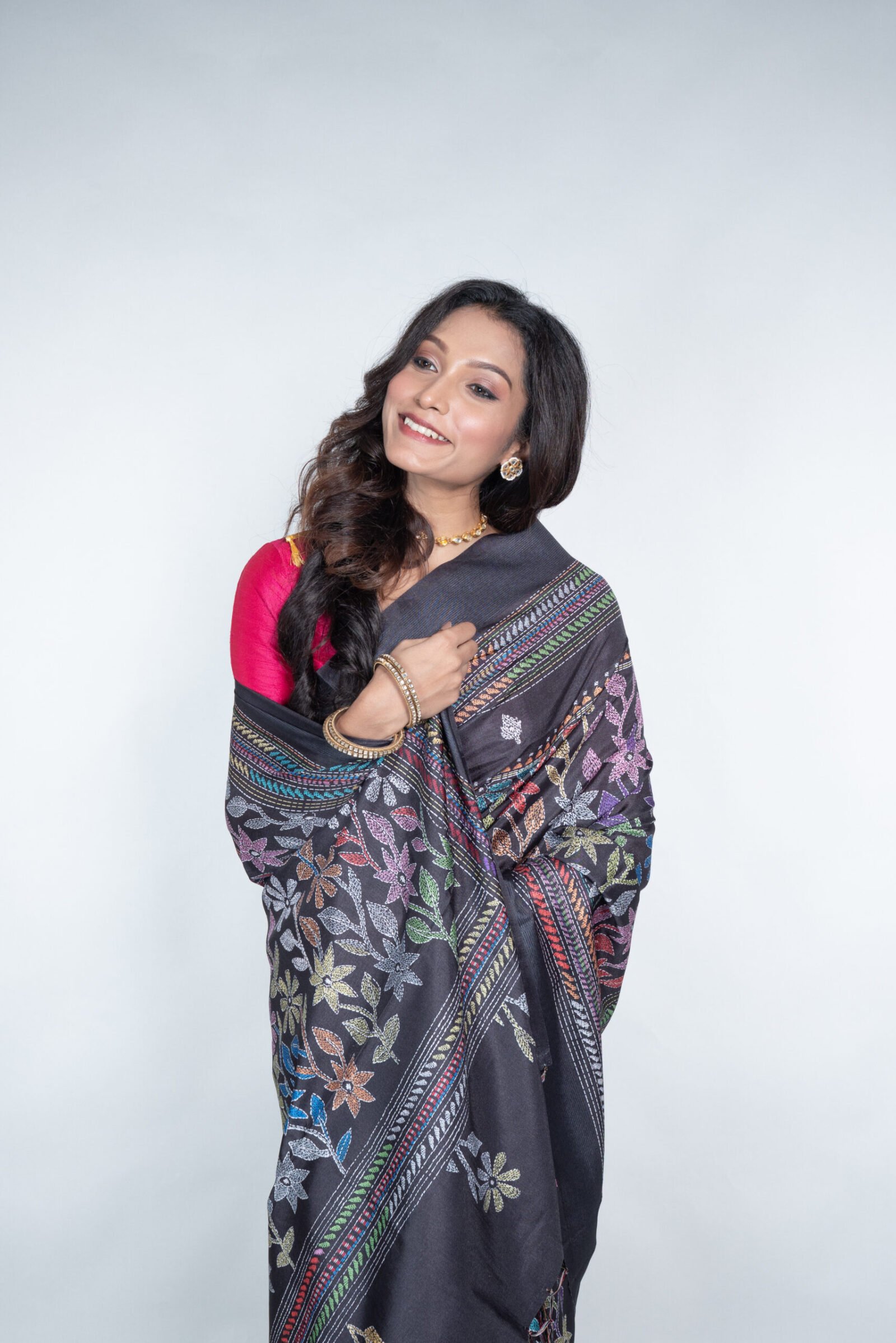 Kantha 'Smoke n Silk' Manipuri Patta - Image 3