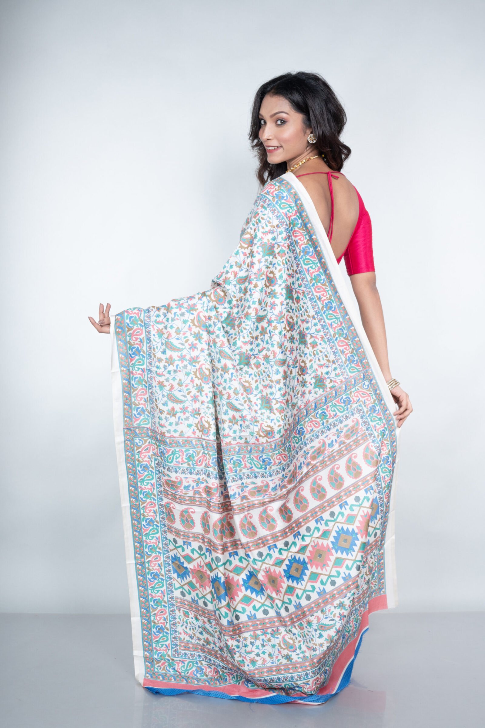 Kashmiri  'Ocean Drape' Silk - Image 4