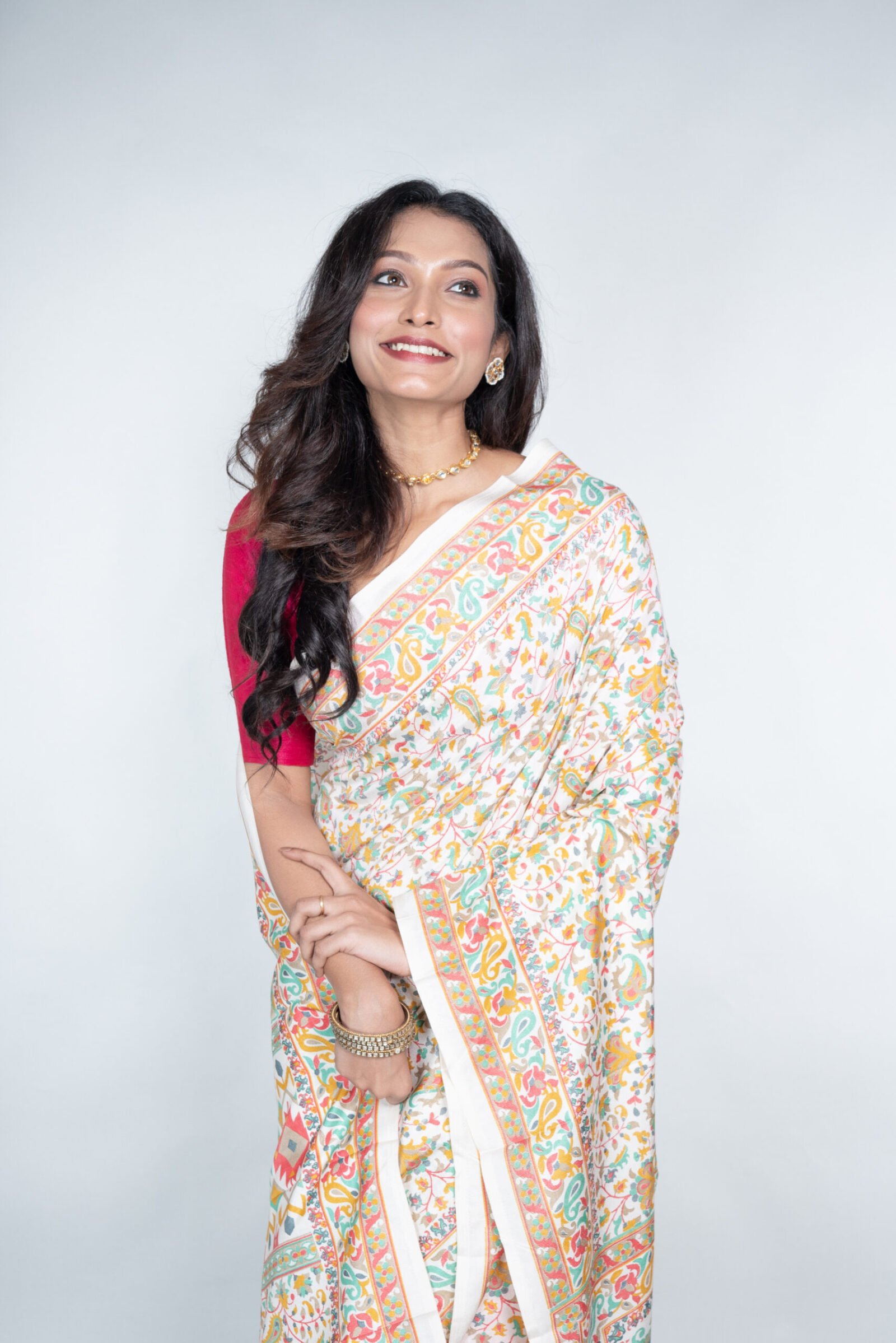 Kashmiri  'Scarlet Serenity' Silk - Image 2