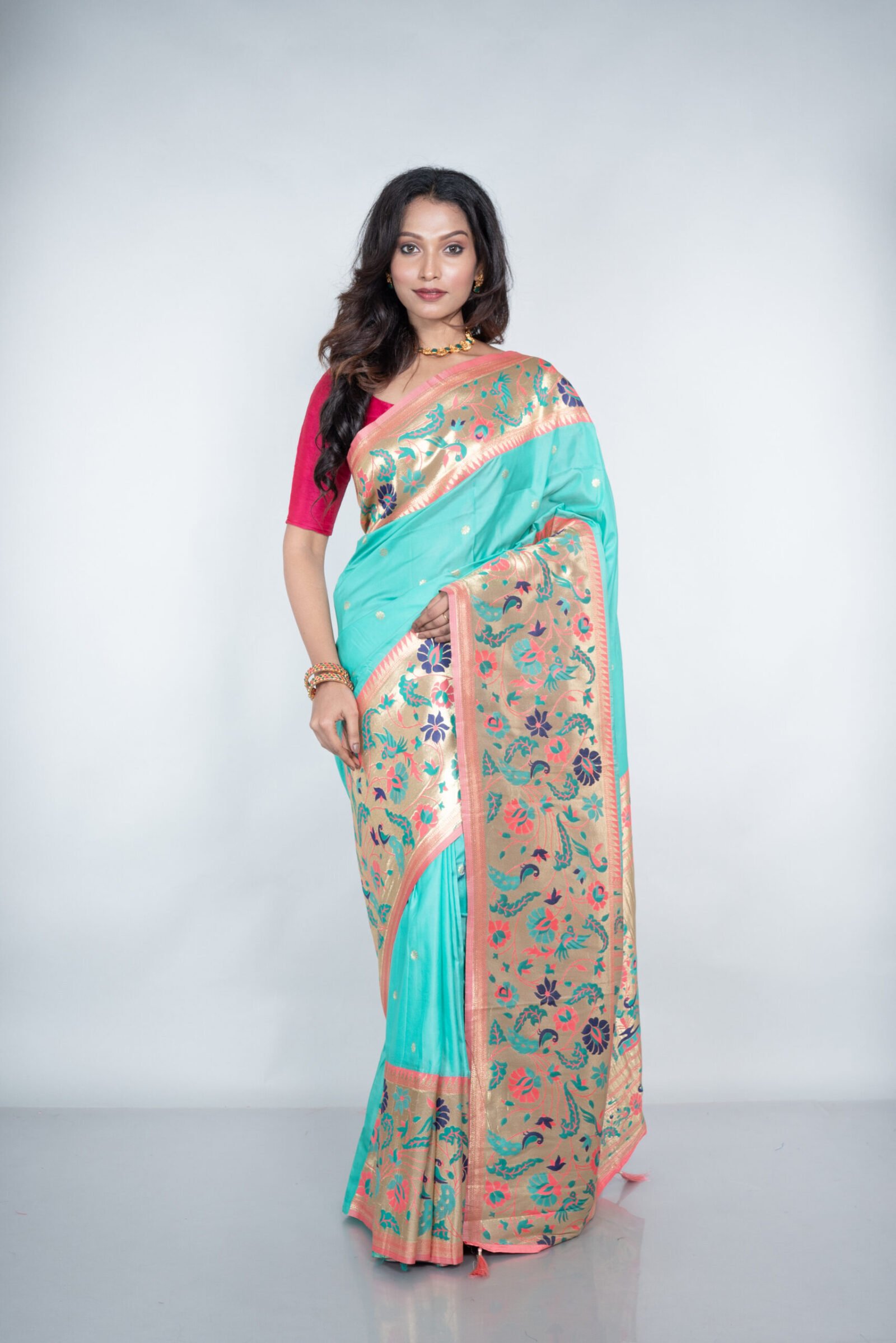 Paithani 'Mahrani Teal'  Silk