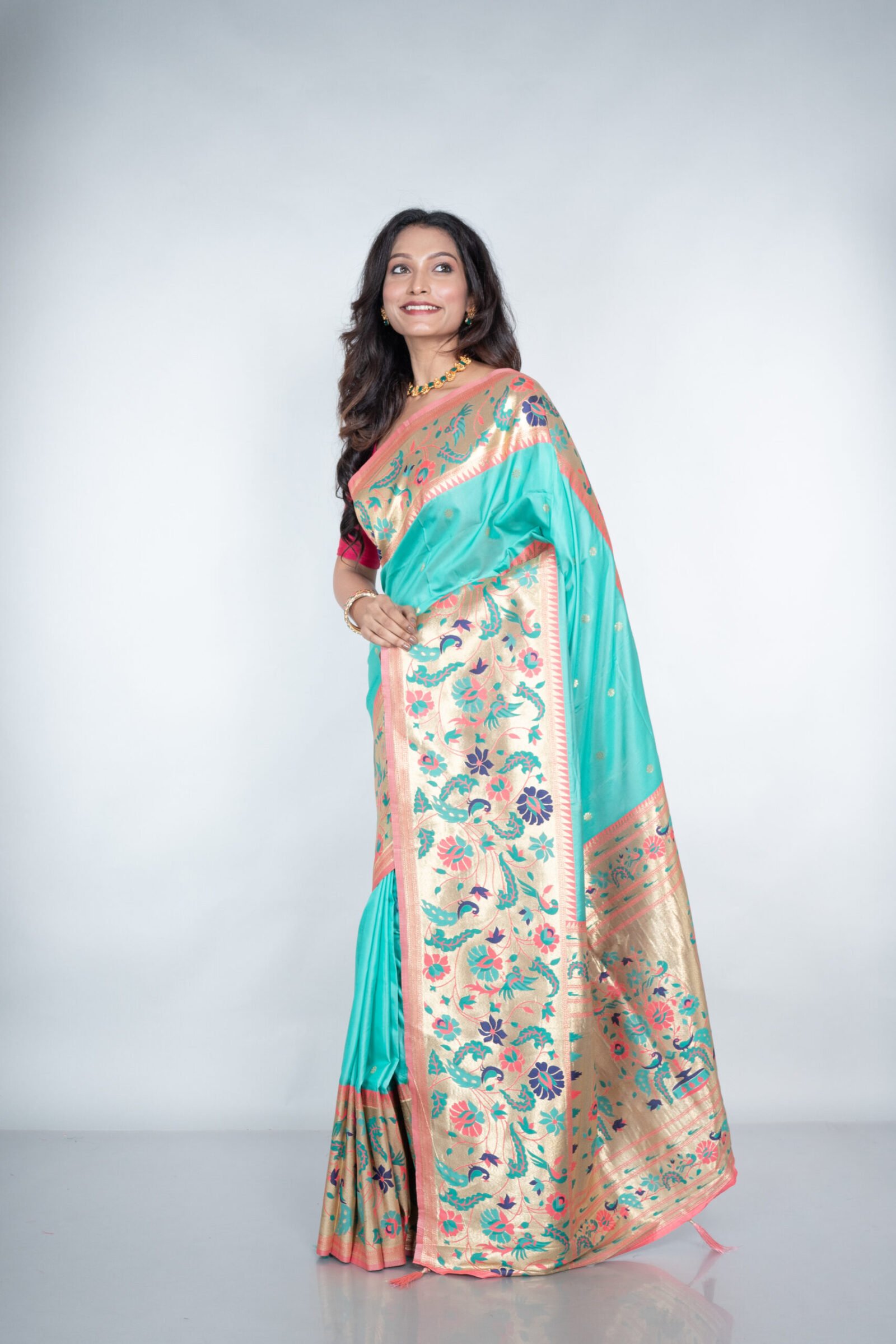 Paithani 'Mahrani Teal'  Silk - Image 2