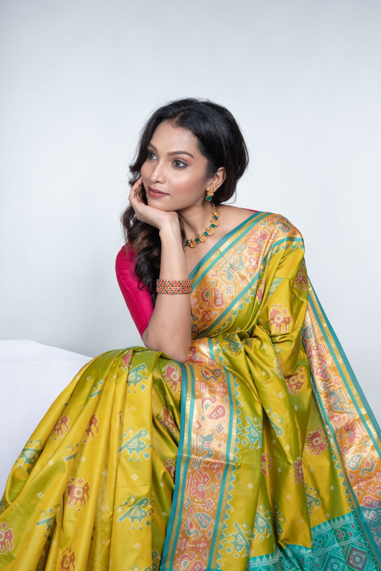 Patola 'Garden Green' Silk