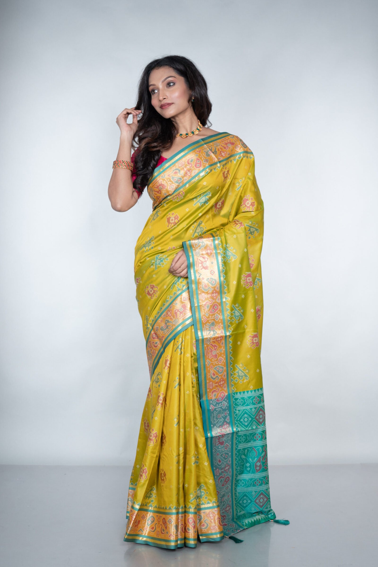 Patola 'Garden Green' Silk - Image 2
