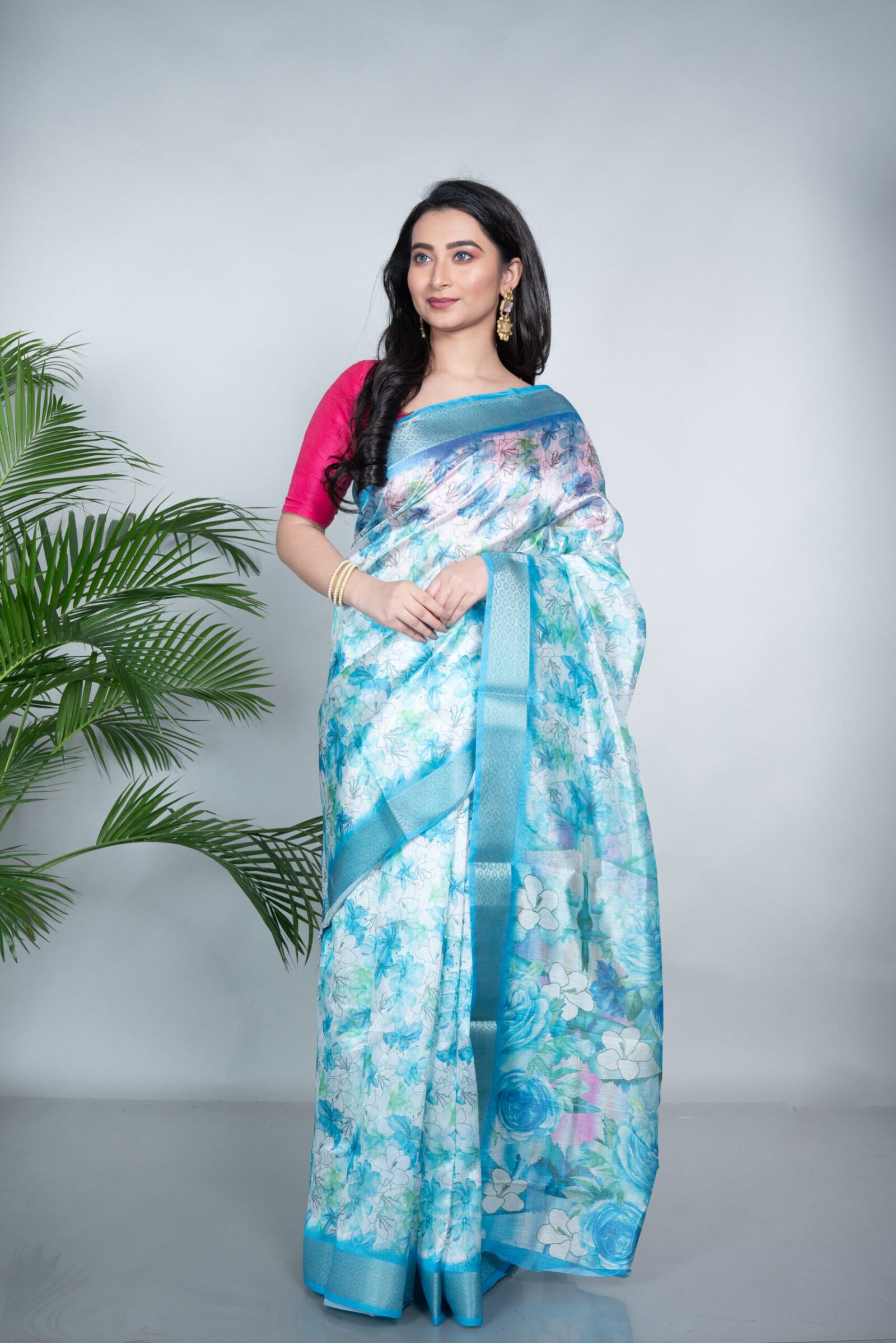 'Floral Saphire' Cotton Silk - Image 2