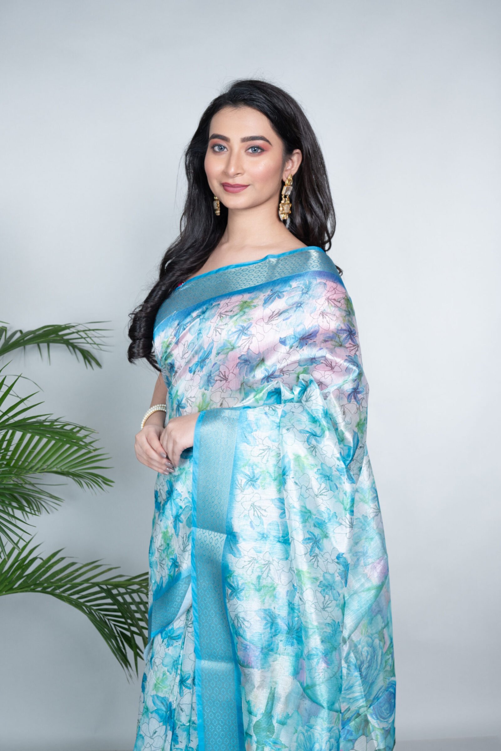 'Floral Saphire' Cotton Silk - Image 3