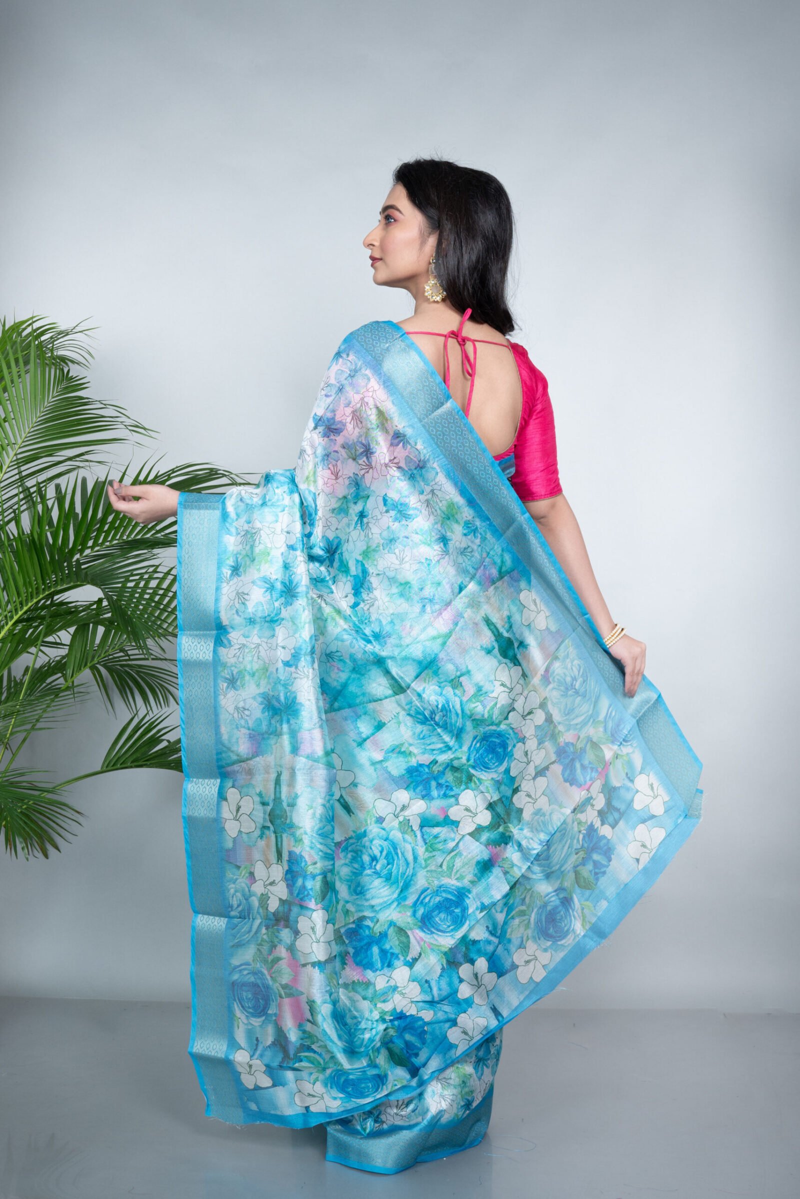 'Floral Saphire' Cotton Silk - Image 4