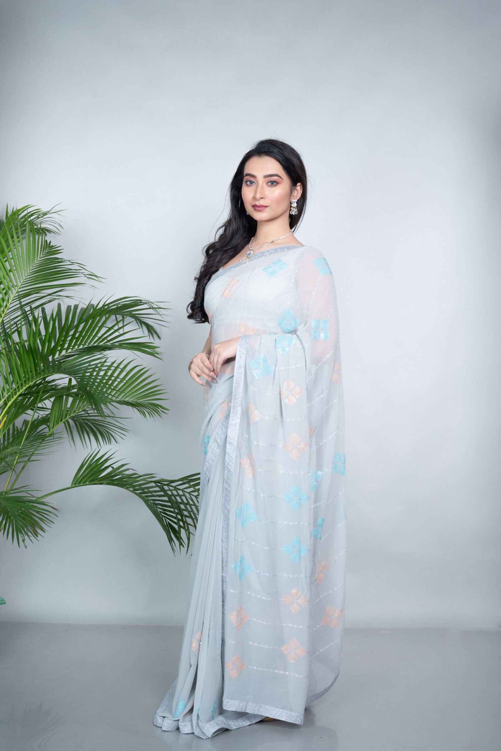 Designer 'Misty Morning' Organza - Image 2
