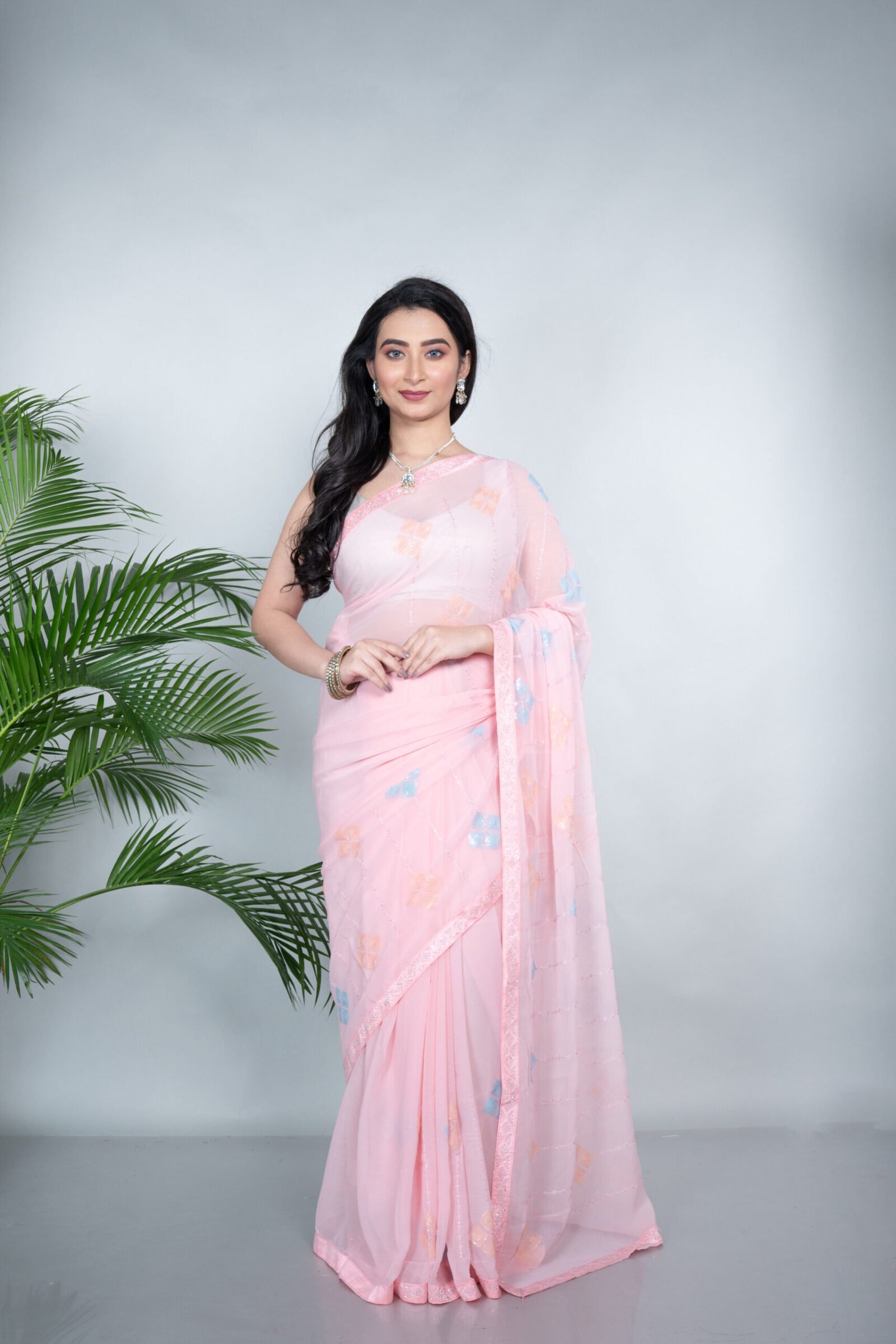 Designer 'Peach Blossom' Organza