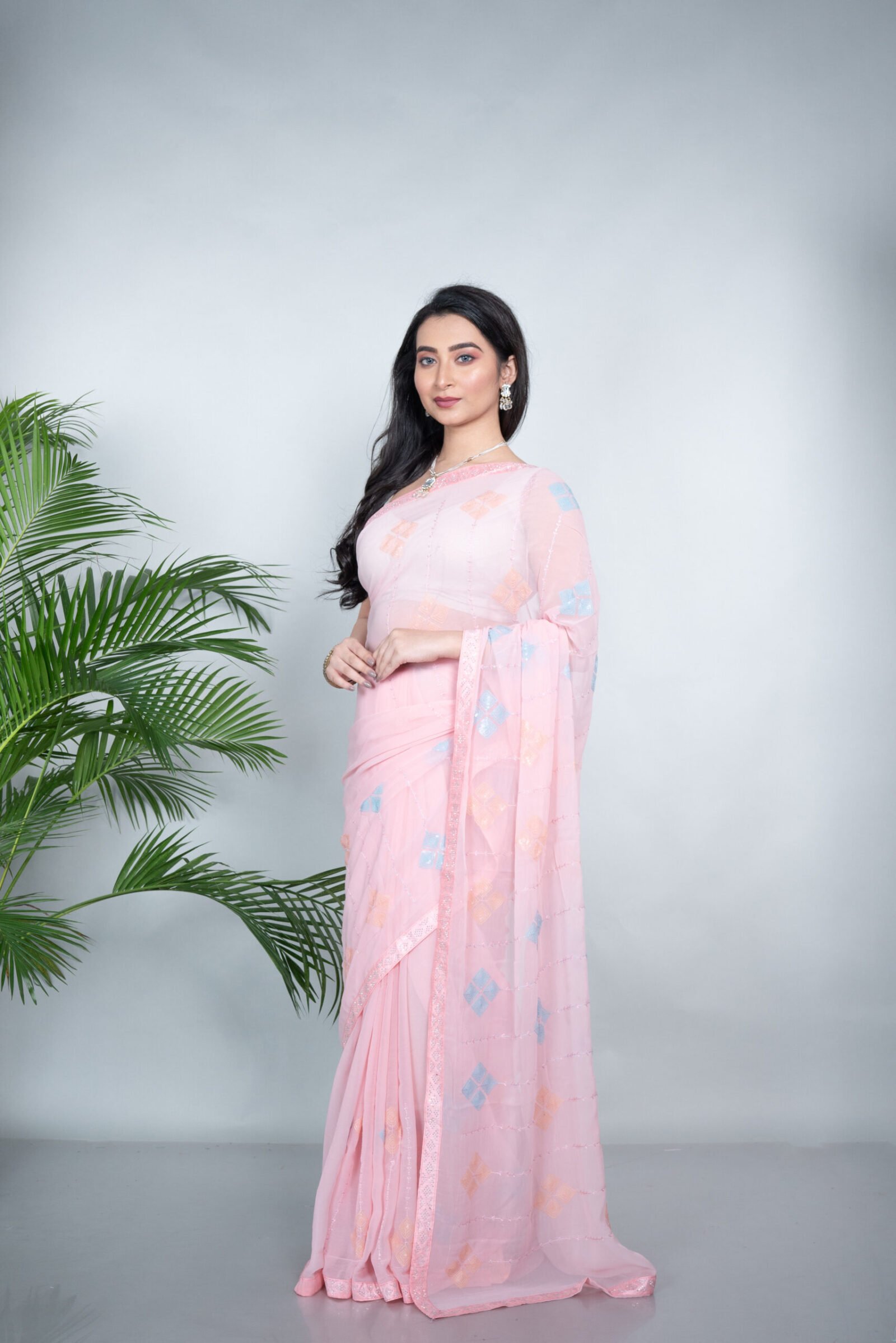 Designer 'Peach Blossom' Organza - Image 2