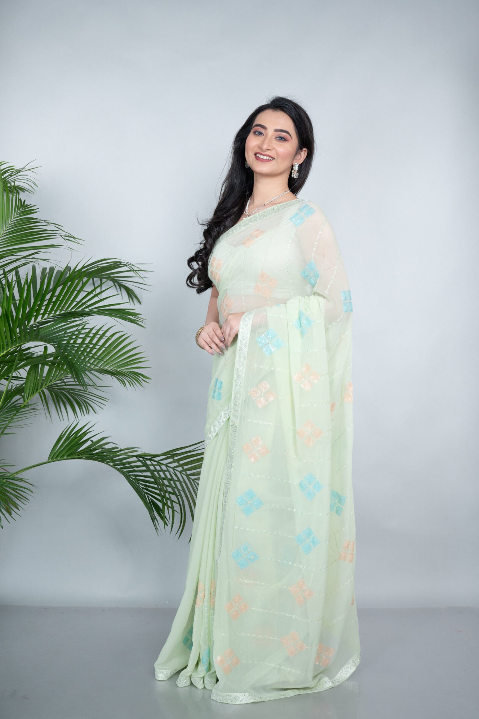 Designer 'Mint Whisper' Organza
