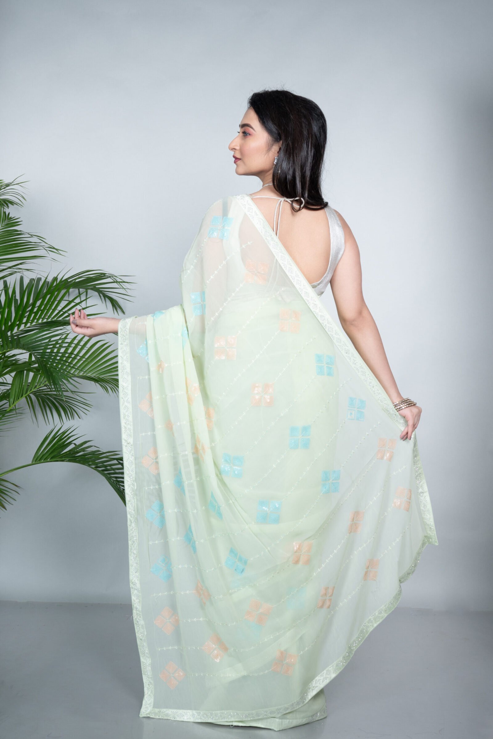 Designer 'Mint Whisper' Organza - Image 4