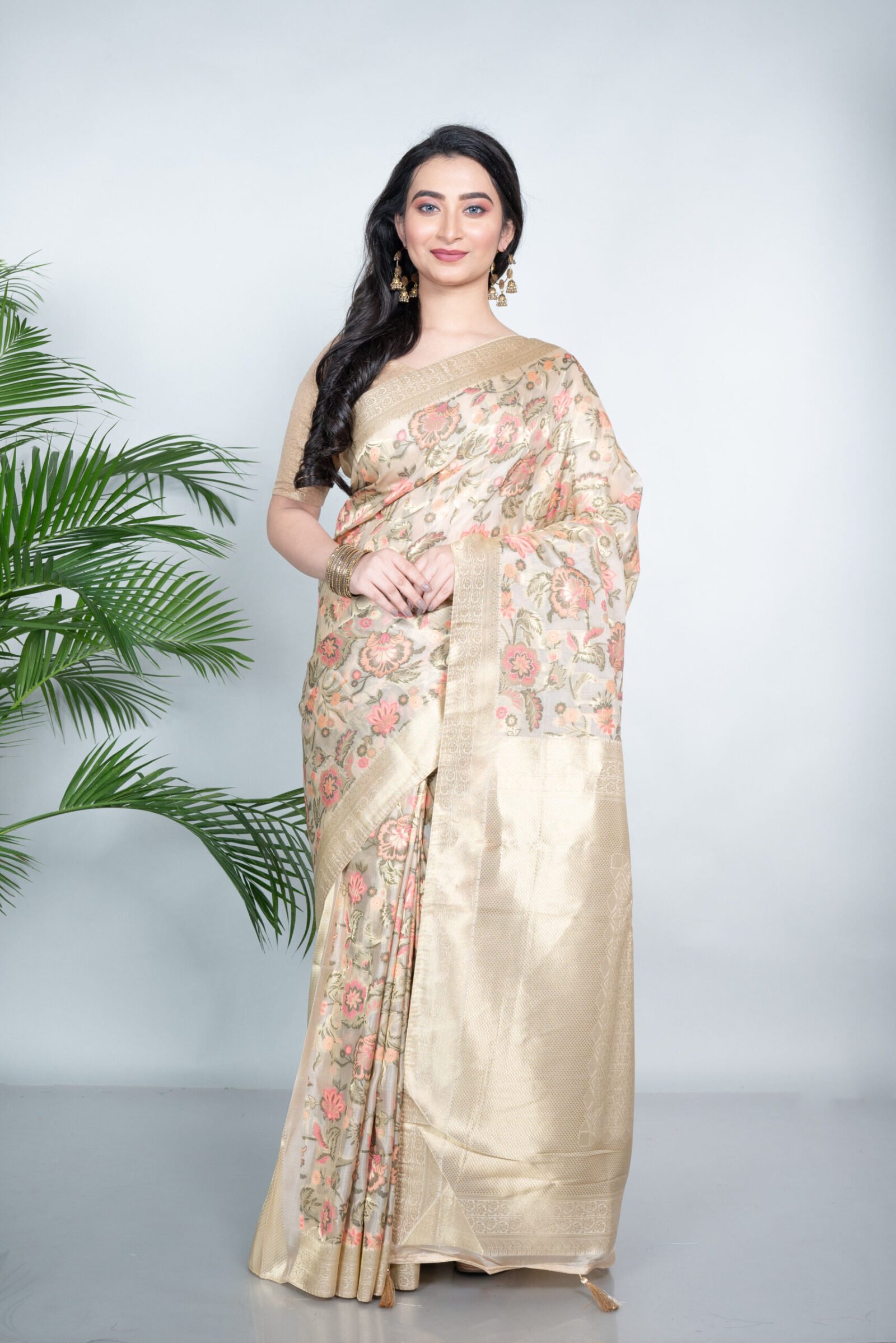 Kalamkari 'Imperial Peach' Satin