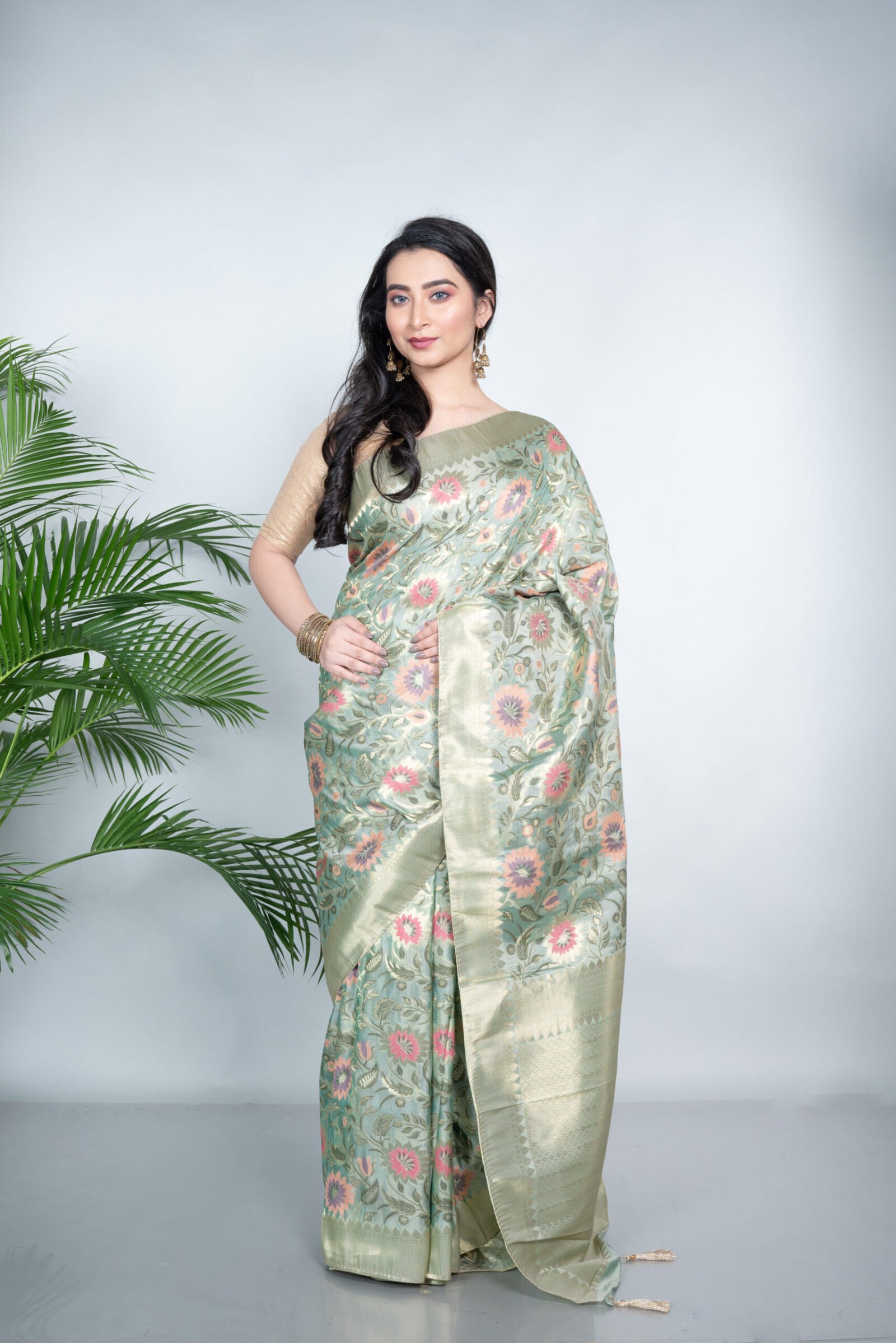 Kalamkari 'Majestic Mint' Satin - Image 3