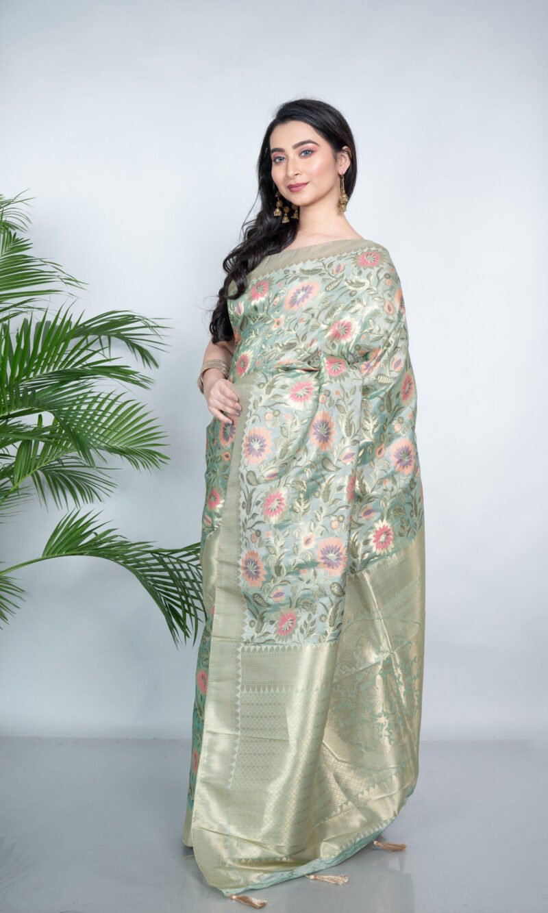 Kalamkari 'Majestic Mint' Satin