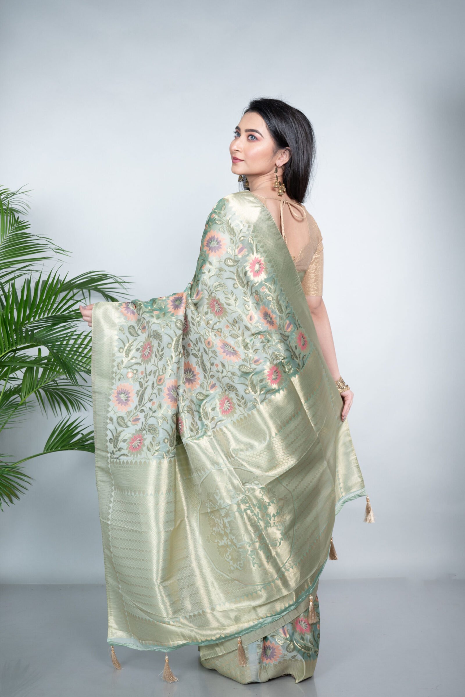 Kalamkari 'Majestic Mint' Satin - Image 4