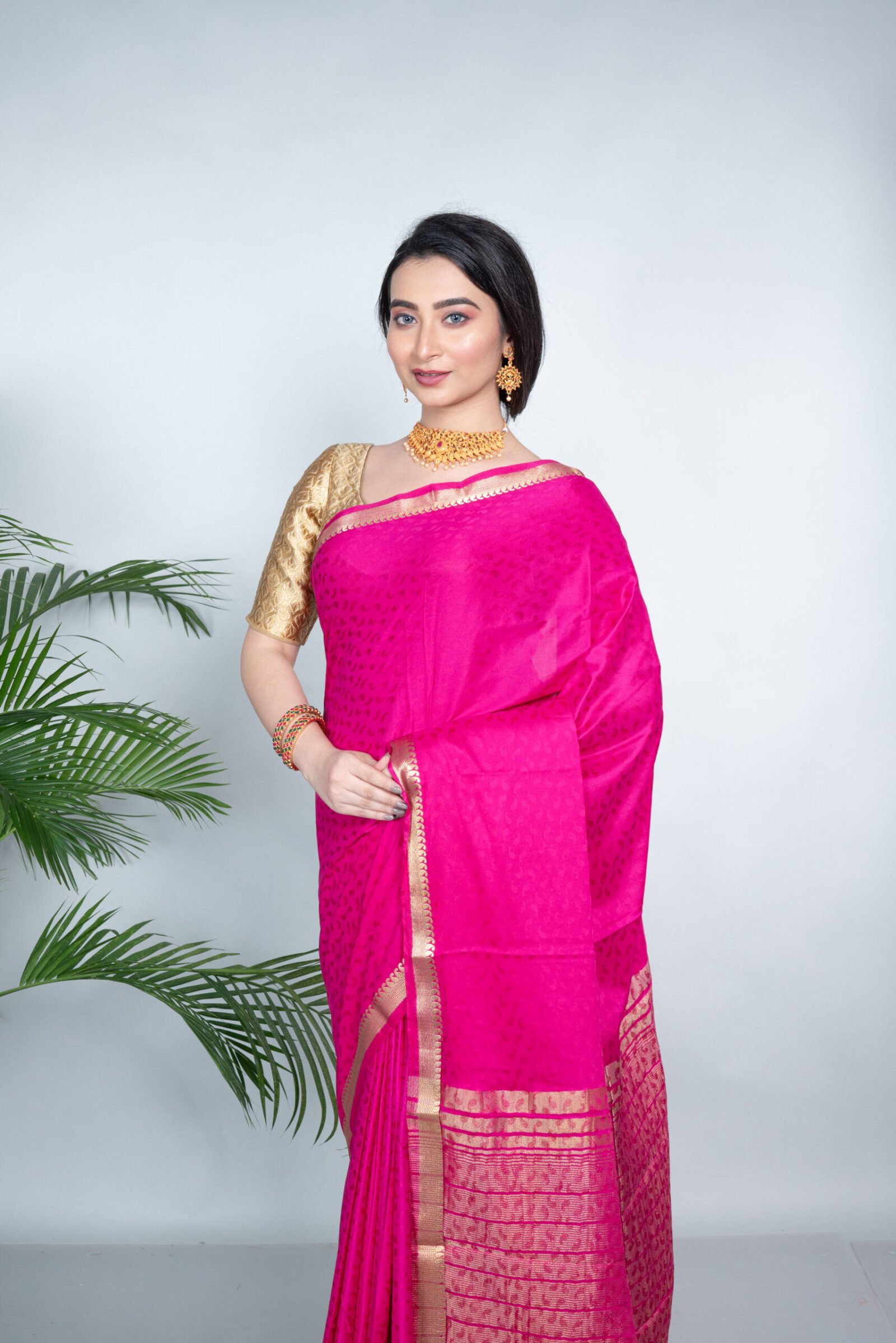 Mysore 'Blush Beauty' Brocade Silk - Image 3