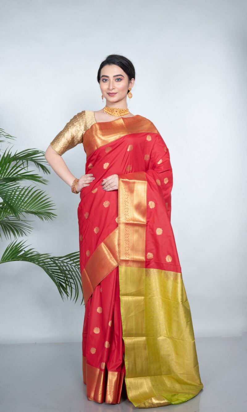 Kanjeevaram 'Crimson Crown'  Silk
