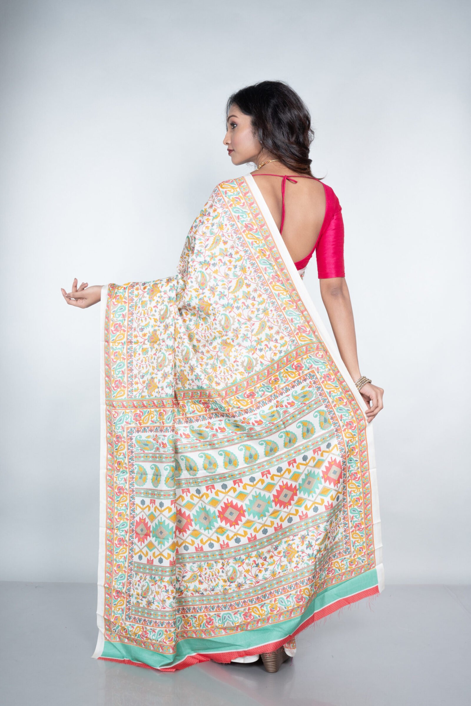 Kashmiri  'Scarlet Serenity' Silk - Image 4