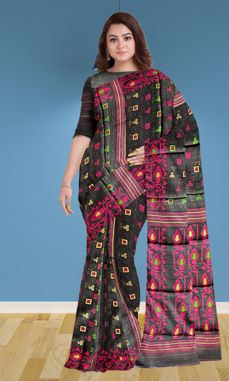 Jamdani "Neon Mosaic' Soft Cotton
