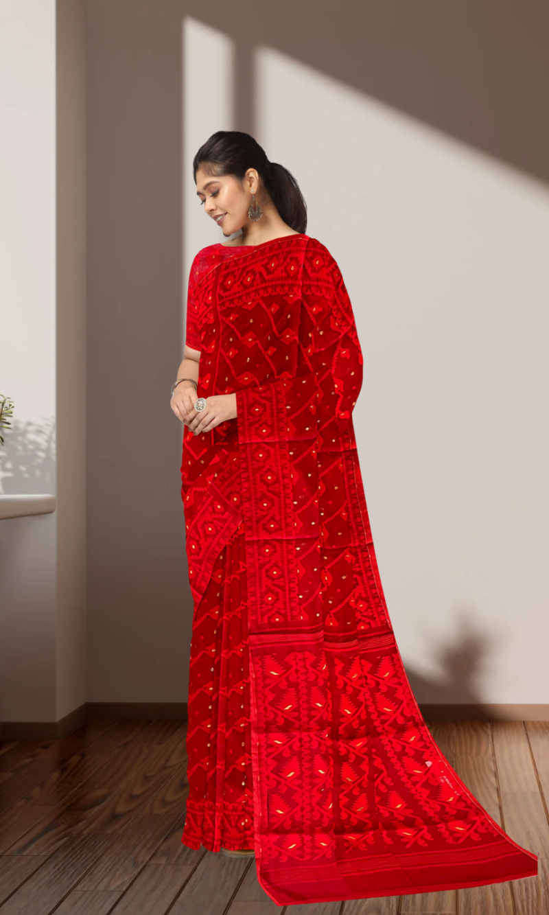 Jamdani 'Red Reverie' Soft Cotton